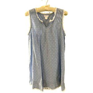 Rachael Ashwell Shabby Chic Nightgown Cotton Crocheted Trim Blue & White Stripe